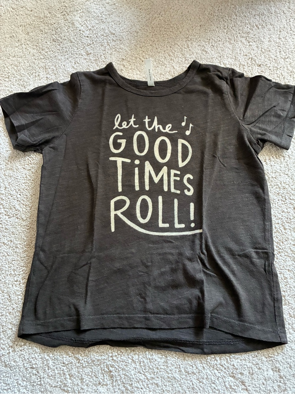 Rylee + Cru Black Tee with 'Let the Good Times Roll' Cream Graphic